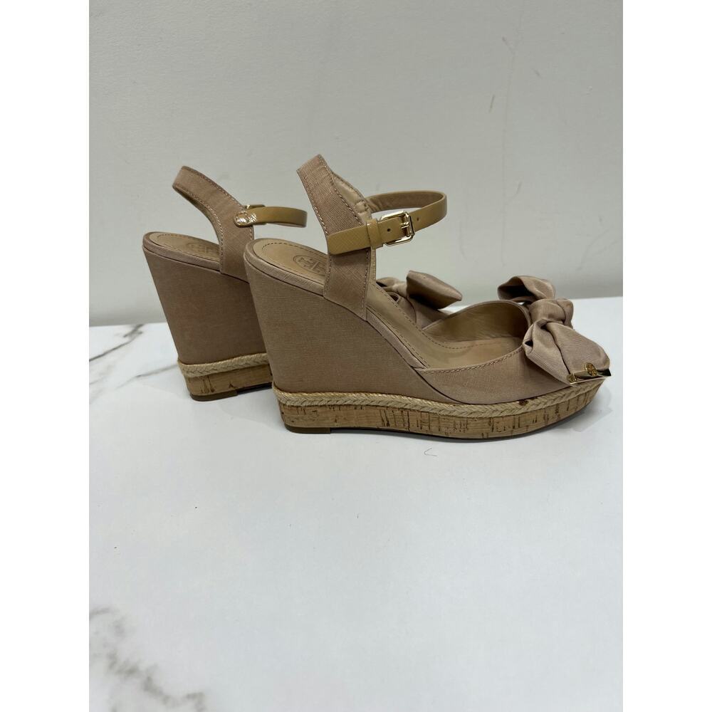 Tory Burch Beige Wedge Espadrilles with Bow Detail and Ankle Strap - Picture 5 of 6